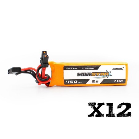 Value Edition 12 Packungen CNHL LiHV MiniStar HV 450 mAh 7,6 V 2S 70C Lipo-Akku mit XT30U-UK-Lager