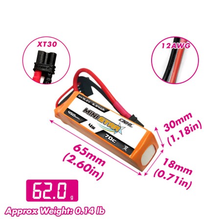 Value Edition 3 Packungen CNHL LiHV MiniStar 450 mAh 15,2 V 4S 70C Lipo-Akku mit XT30U