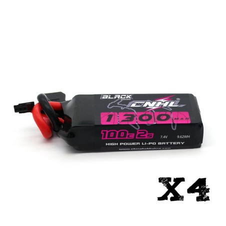 Value Edition 4 Packungen CNHL Black Series 1300 mAh 7,4 V 2S 100 C Lipo-Akku mit XT60-Stecker – UK-Lager