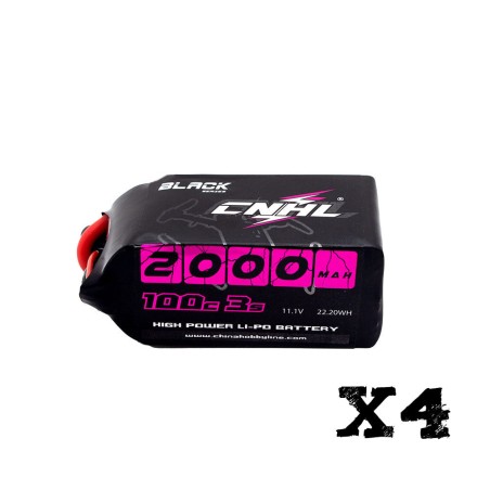 Value Edition 4 Packungen CNHL Black Series 2000 mAh 11,1 V 3S 100C Lipo-Akku mit XT60-Stecker – UK-Lager