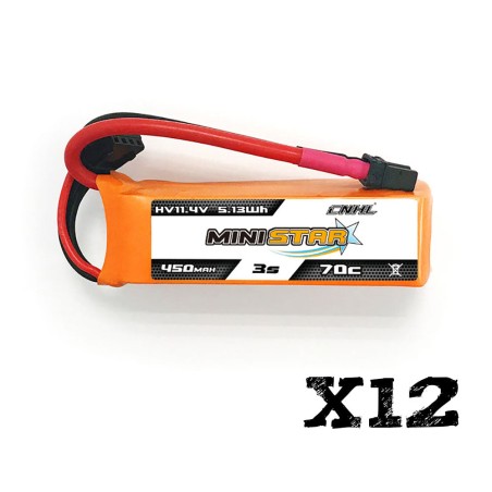 Value Edition 12 Packungen CNHL LiHV MiniStar 450 mAh 11,4 V 3S 70C Lipo-Akku mit XT30U-UK Lager