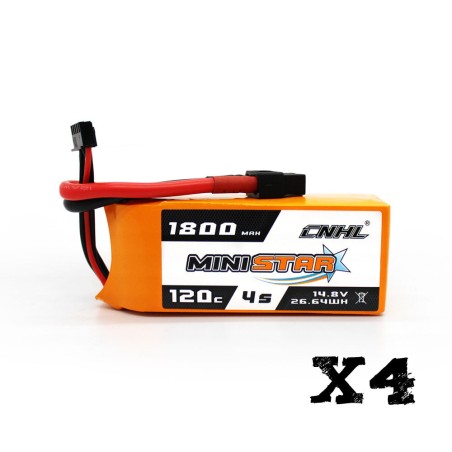 Value Edition 4 Packungen CNHL MiniStar 1800 mAh 14,8 V 4S 120 °C (max. 200 °C) Lipo-Akku mit XT60-Stecker – UK-Lager