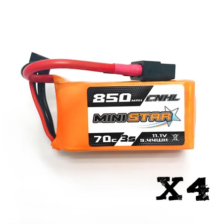 Value Edition 4 Packungen CNHL MiniStar 850 mAh 11,1 V 3S 70C Lipo-Akku mit XT60-Stecker