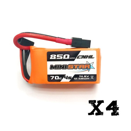 Value Edition 4 Packungen CNHL MiniStar 850 mAh 14,8 V 4S 70C Lipo-Akku mit XT60-Stecker – UK-Lager