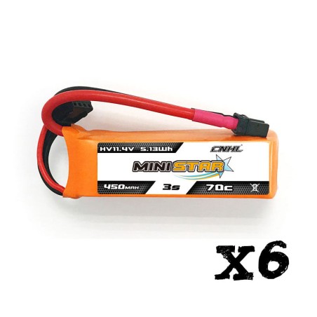 Value Edition 6 Packungen CNHL LiHV MiniStar 450 mAh 11,4 V 3S 70C Lipo-Akku mit XT30U – UK/CA-Lager