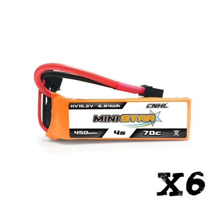 Value Edition 6 Packungen CNHL LiHV MiniStar 450 mAh 15,2 V 4S 70C Lipo-Akku mit XT30U – Lager in CA/UK