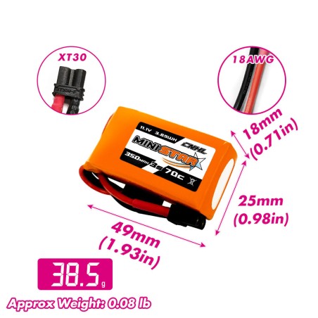 Value Edition 6 Packungen CNHL MiniStar 350 mAh 11,1 V 3S 70C Lipo-Akku mit XT30U-UK Warehouse