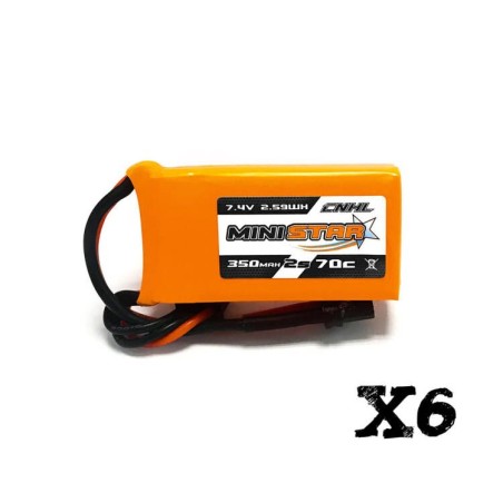 Value Edition 6 Packs CNHL MiniStar 350mAh 7.4V 2S 70C Lipo Battery with XT30U