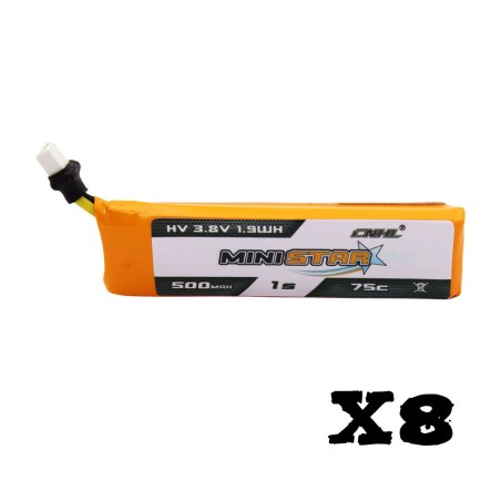 Value Edition 8 Packs CNHL MiniStar HV 500mAh 3.8V 1S 75C Lipo Battery with BT2.0 Plug-UK Warehouse